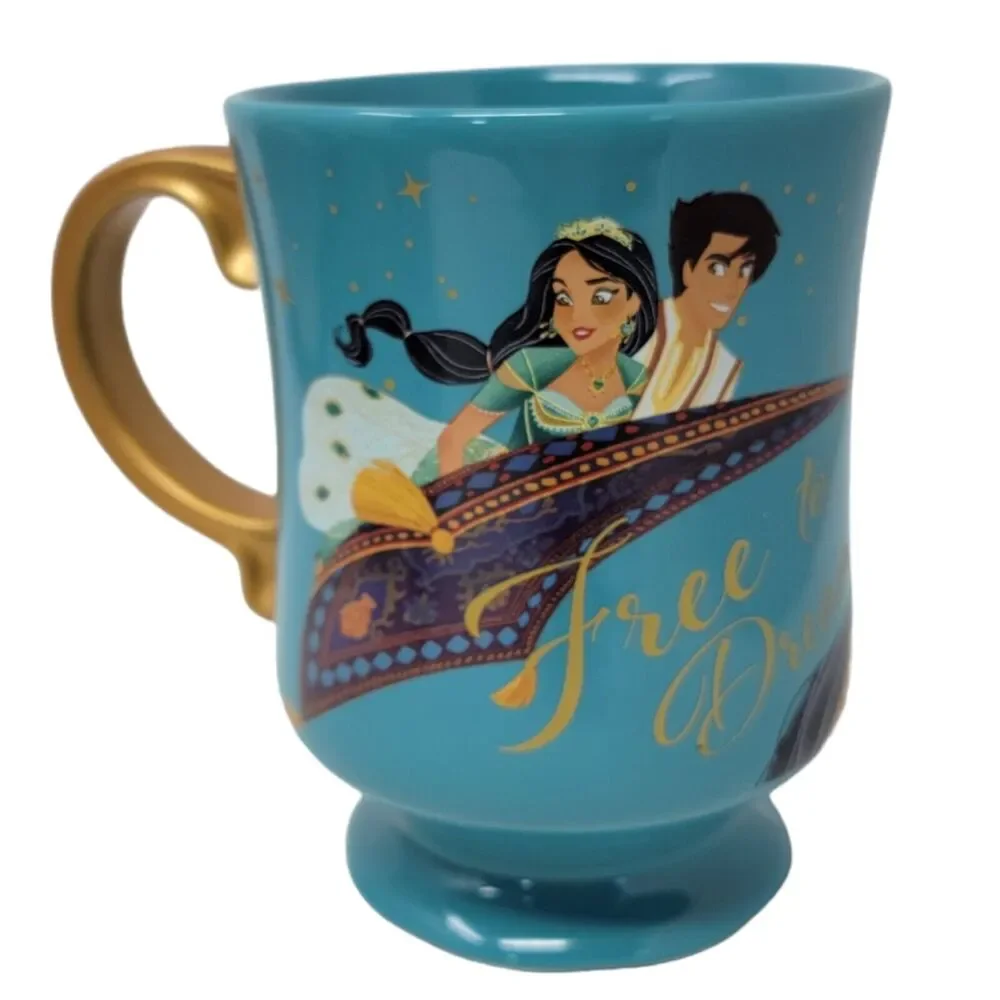 Disney Princess Jasmine Aladdin‎ Coffee Mug Live Action 2019 Footed Blue Rajah